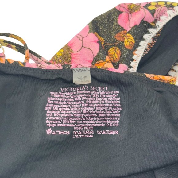 Victorias Secret Women SZ L Boho Floral Cutout Monokini Swimsuit Ruffled Straps - Picture 4 of 15